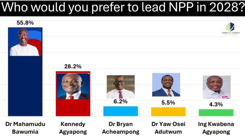 Global InfoAnalytics: Bawumia appears to be establishing a noteworthy lead in the competition for the flagbearer position in advance of the elections scheduled for January 31.